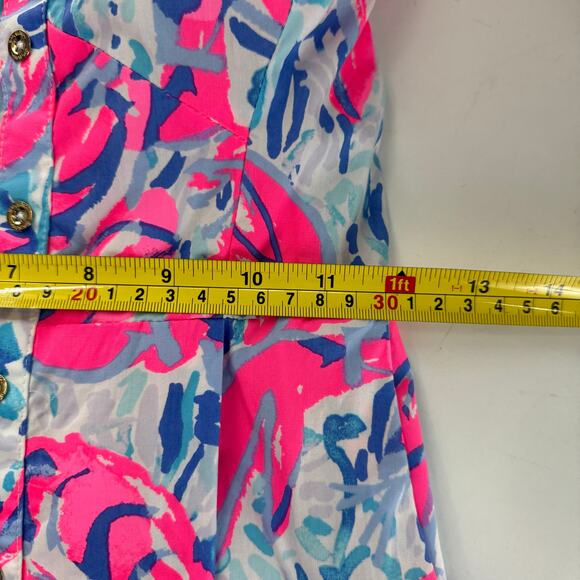 Lilly Pulitzer Easton Dress Cosmic Coral Size 0 Pink, Blue Gold Spaghetti Strap - Picture 9 of 11